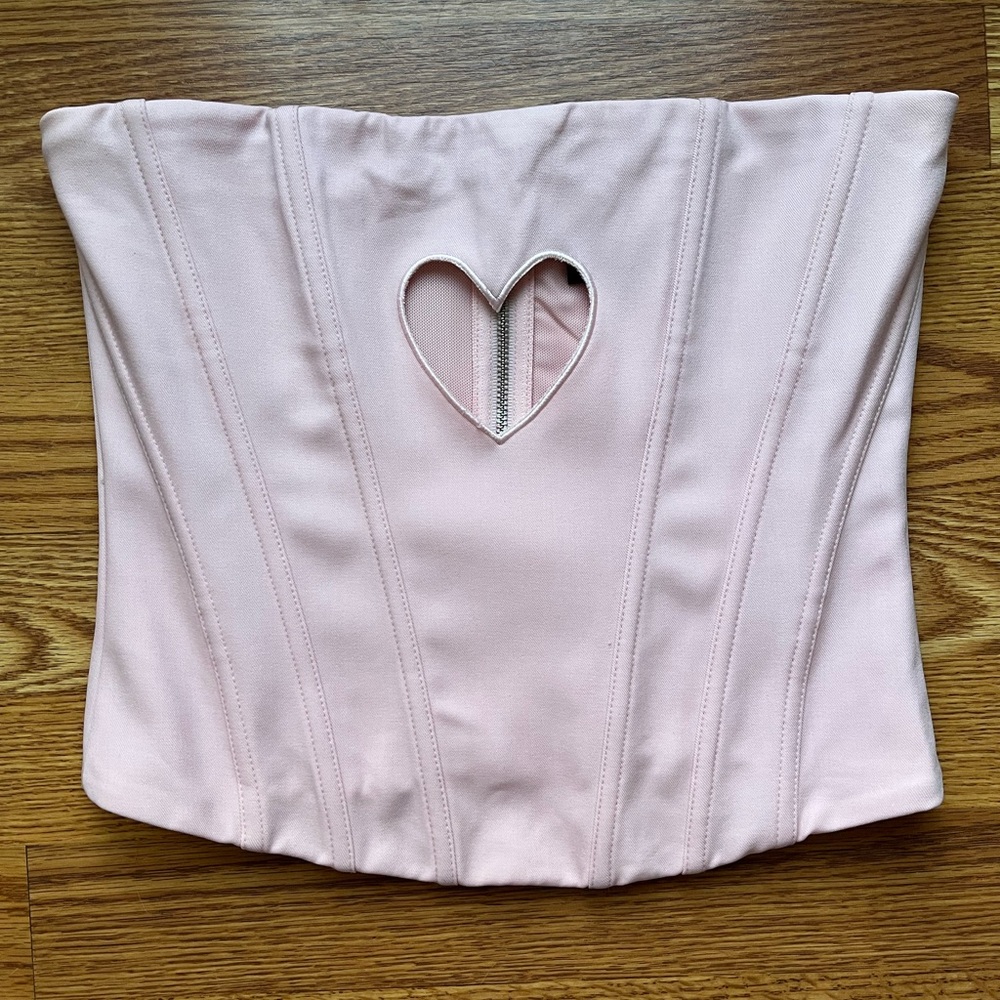 White Fox Heart Cutout Strapless Corset Top - Picture 4 of 5